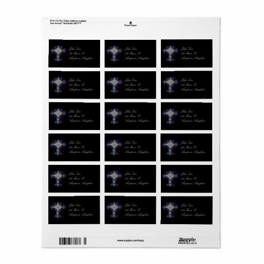 Christelijk kruisadres etiket (Full Sheet)