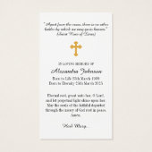 Christelijk kruisbeeld begrafenisgebed visitekaartje (Achterkant)