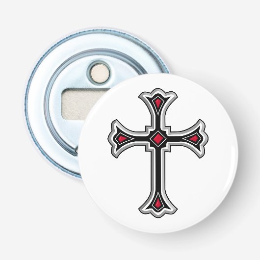 Christelijk kruisje button flesopener (Voorkant)