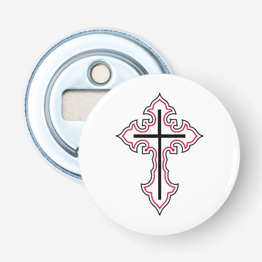 Christelijk kruisje button flesopener (Voorkant)