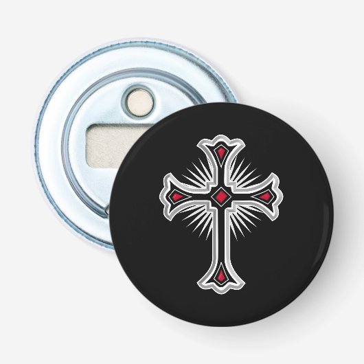 Christelijk kruisje button flesopener (Voorkant)