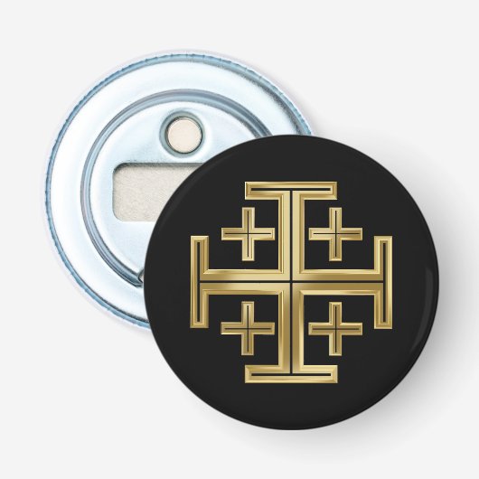 Christelijk kruisje button flesopener (Voorkant)