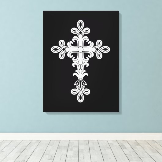 Christelijk kruisje canvas afdruk (Insitu (Houten vloer))