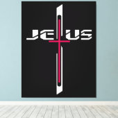 Christelijk kruisje canvas afdruk (Insitu (Houten vloer))