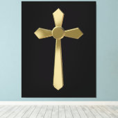 Christelijk kruisje canvas afdruk (Insitu (Houten vloer))