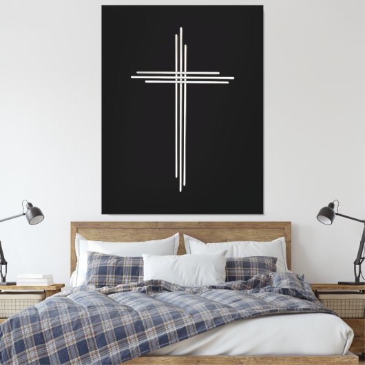 Christelijk kruisje canvas afdruk (Insitu (Slaapkamer))