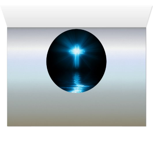 Christelijk kruisje in blauw licht (Binenzijde Horizontaal (Onderkant))