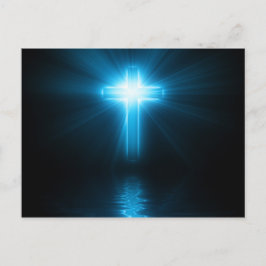 Christelijk kruisje in blauw licht briefkaart