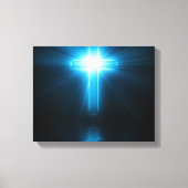 Christelijk kruisje in blauw licht canvas afdruk (Voorkant)