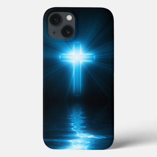 Christelijk kruisje in blauw licht Case-Mate iPhone case (Achterkant)