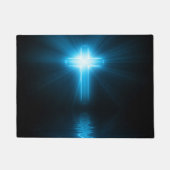 Christelijk kruisje in blauw licht deurmat (Voorkant)