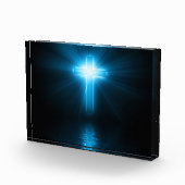 Christelijk kruisje in blauw licht fotoblokken (Rechts)