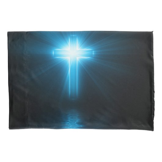 Christelijk kruisje in blauw licht kussensloop (Voorkant)