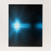 Christelijk kruisje in blauw licht legpuzzel (Verticaal)
