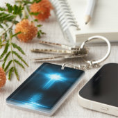 Christelijk kruisje in blauw licht sleutelhanger (Voorkant Rechts)