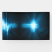 Christelijk kruisje in blauw licht spandoek (Horizontaal)