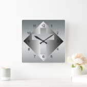 Christelijk kruisje in zilverkleur vierkante klok (Huis)