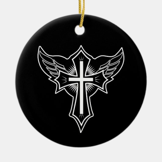 Christelijk kruisje keramisch ornament (Voorkant)