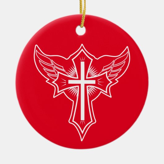 Christelijk kruisje keramisch ornament (Voorkant)