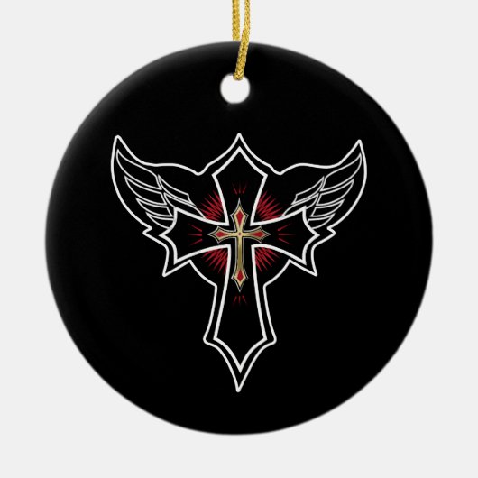 Christelijk kruisje keramisch ornament (Voorkant)