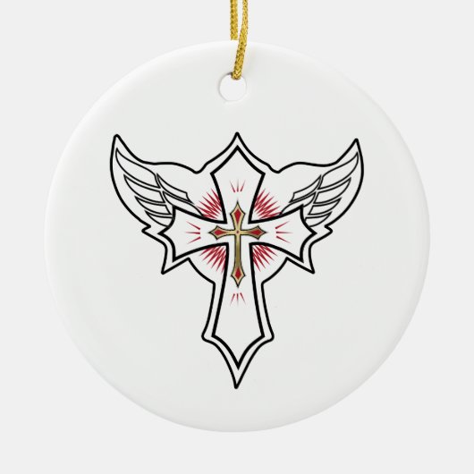 Christelijk kruisje keramisch ornament (Voorkant)