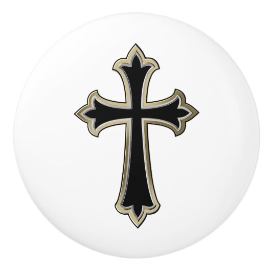 Christelijk kruisje keramische knop (Voorkant)