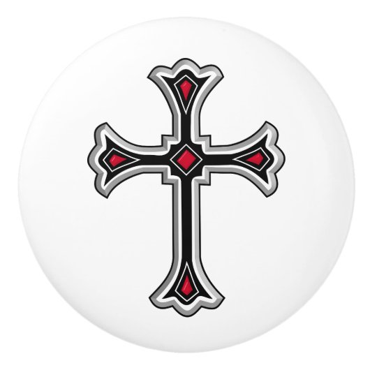Christelijk kruisje keramische knop (Voorkant)