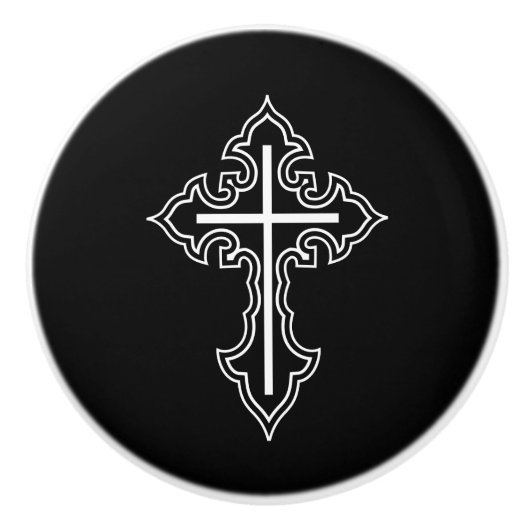 Christelijk kruisje keramische knop (Voorkant)