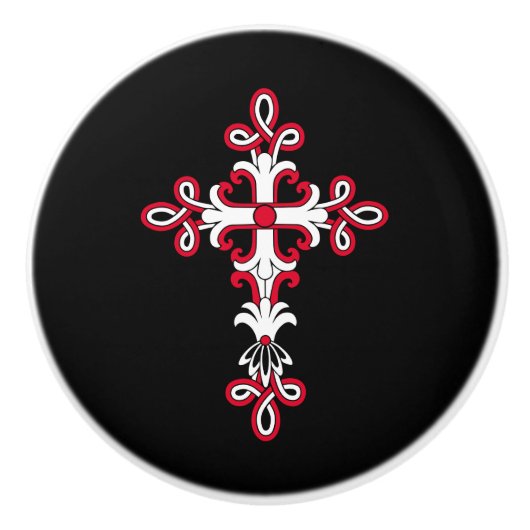 Christelijk kruisje keramische knop (Voorkant)
