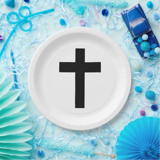 Christelijk kruisje papieren bordje (Feest)