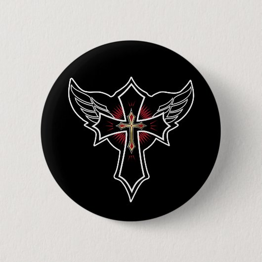 Christelijk kruisje ronde button 5,7 cm (Voorkant)