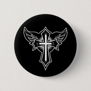 Christelijk kruisje ronde button 5,7 cm