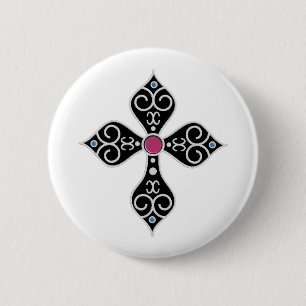 Christelijk kruisje ronde button 5,7 cm