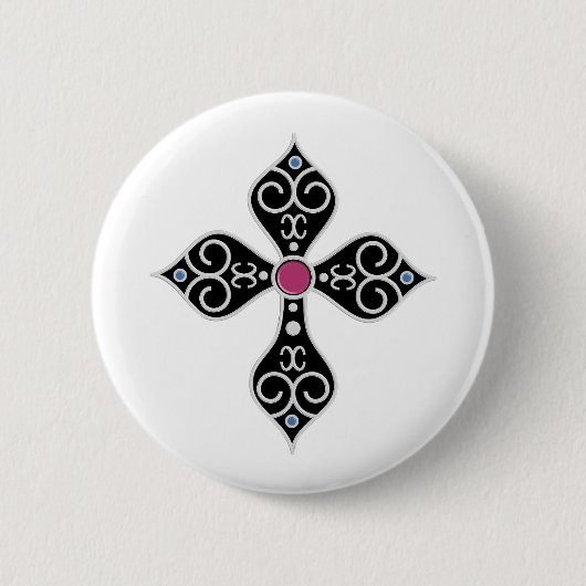 Christelijk kruisje ronde button 5,7 cm (Voorkant)