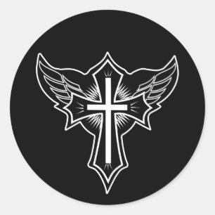 Christelijk kruisje ronde sticker