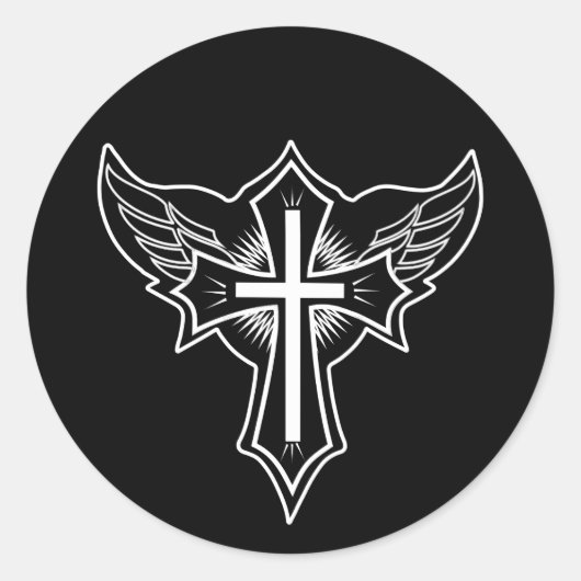 Christelijk kruisje ronde sticker (Voorkant)