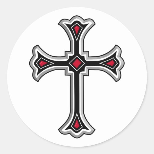 Christelijk kruisje ronde sticker (Voorkant)