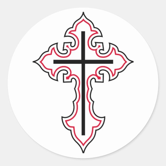 Christelijk kruisje ronde sticker (Voorkant)
