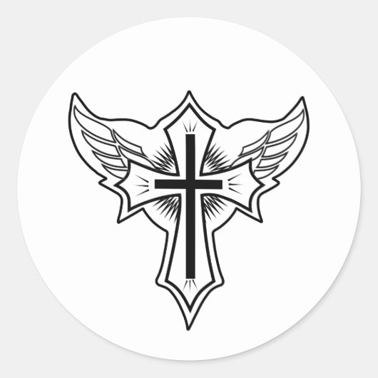 Christelijk kruisje ronde sticker (Voorkant)