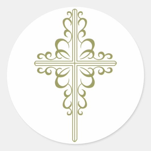 Christelijk kruisje ronde sticker (Voorkant)