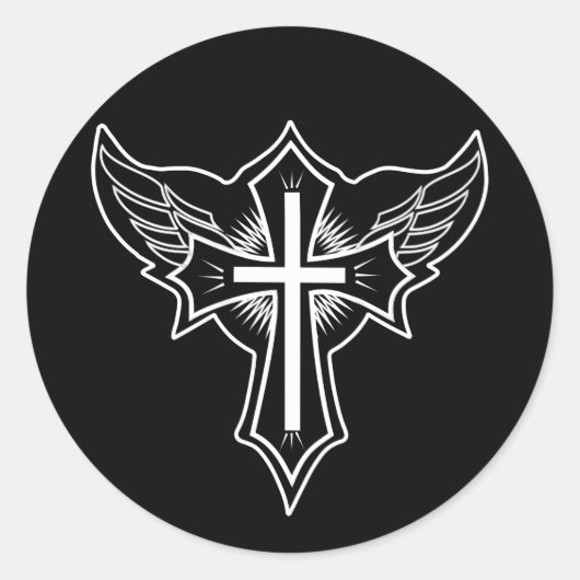Christelijk kruisje ronde sticker (Voorkant)