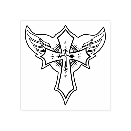 Christelijk kruisje rubberstempel (Afrduk)