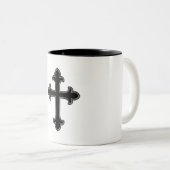 Christelijk kruisje tweekleurige koffiemok (Voorkant rechts)