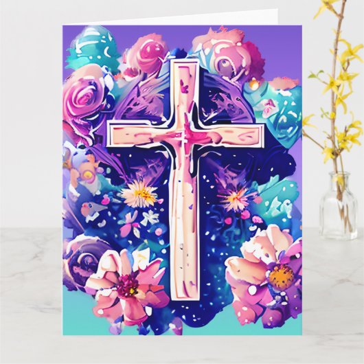 Christelijk Kruiskerk Paasjezus Opstanding Kaart (Gele Bloem)