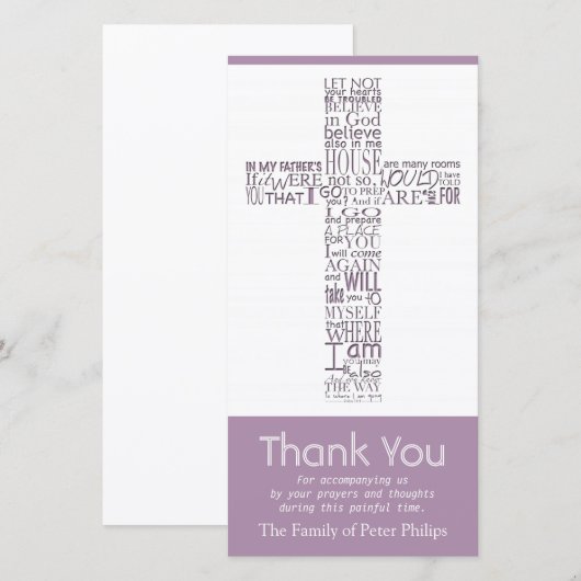 Christelijk Kruisstuk 14:02 - Sympathie Dank u wel Bedankkaart (Voorkant / Achterkant)