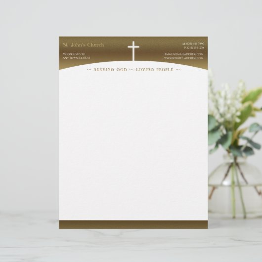 Christelijk kruissymbool briefhoofd (Staand voorkant)