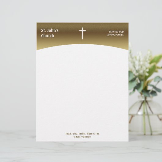 Christelijk kruissymbool gepersonaliseerd briefhoofd (Staand voorkant)