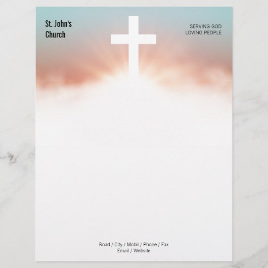 Christelijk kruissymbool Gold Letterhead Briefhoofd (Voorkant)