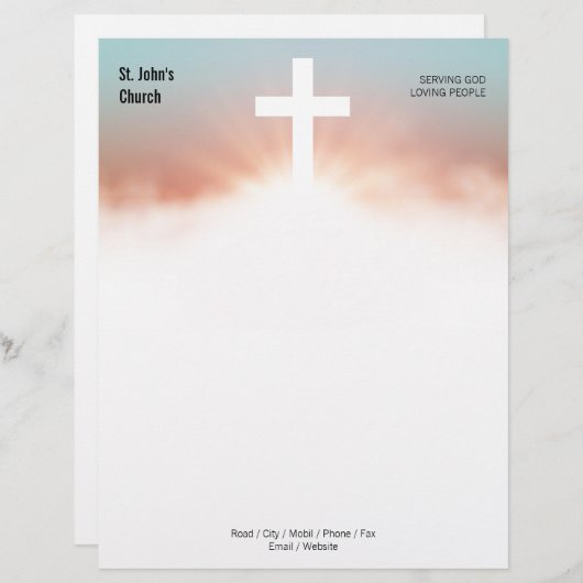 Christelijk kruissymbool Gold Letterhead Briefhoofd (Voorkant / Achterkant)
