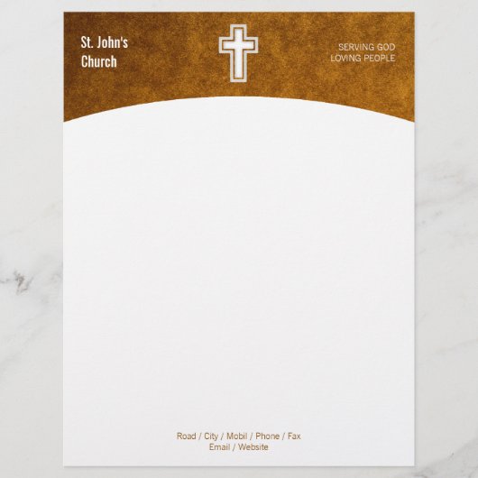 Christelijk kruissymbool Gold Letterhead Briefhoofd Ontwerp (Voorkant)